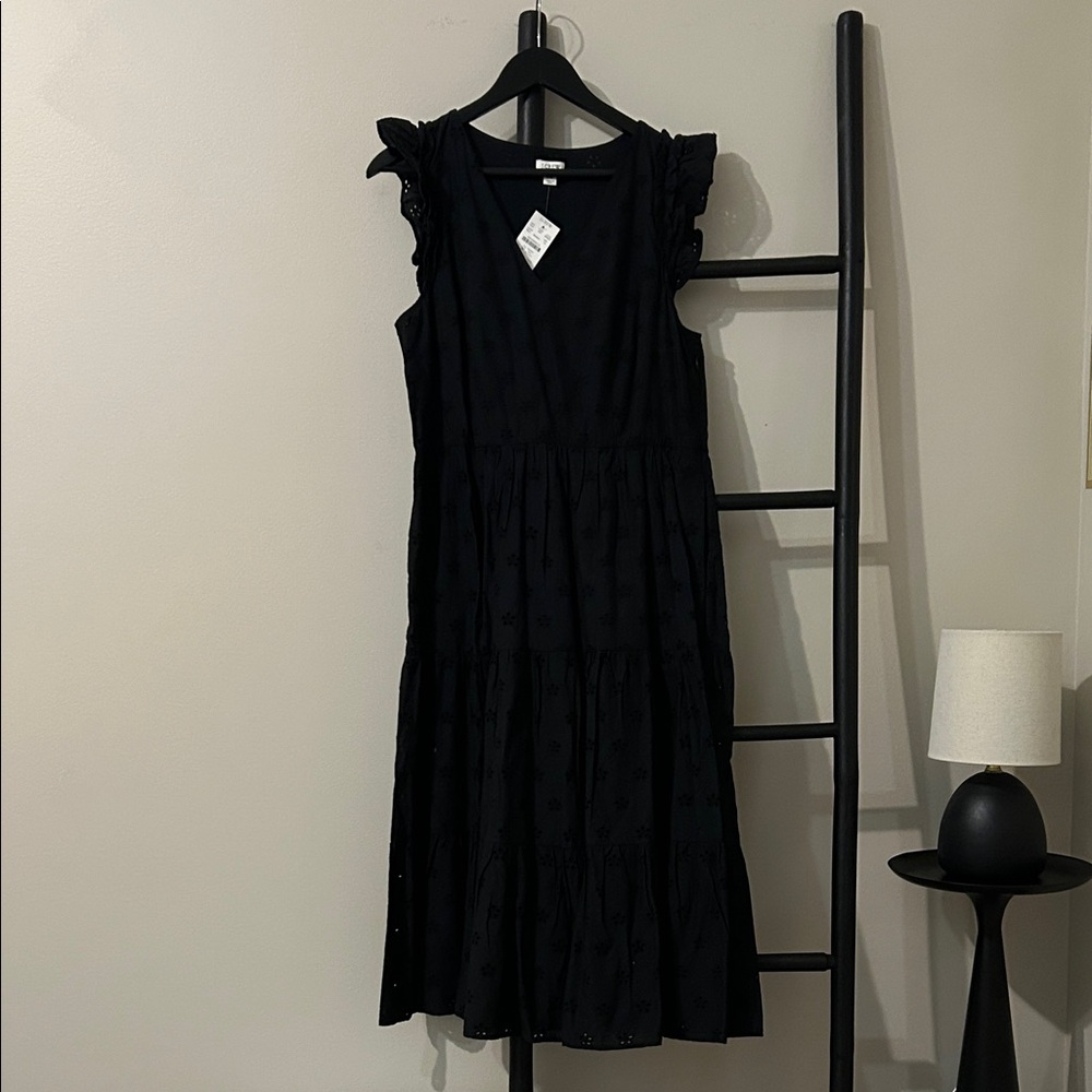 J.Crew Eyelet Cutout Black Sleeveless Dress